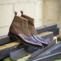 Handmade Brown Button Boots Men Brown Formal Boot Men Button Leather Tweed Boot