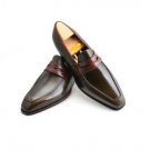Handmade Men Brown leather shoes, Men slip ons Men Spectator shoes Dress Shoes