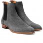 Chelsea Boots, Handmade Suede Boot, Gray Leather Formal boots, Dress ankle boots