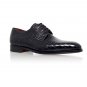 Black alligator derby shoe, Handmade Crock texture genuine leather, Dress shoes