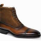 Hand Crafted Wing Tip Formal Boots, Casual Tuxedo Vintage Brown Boots Men's