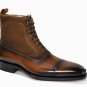 Hand Crafted Wing Tip Formal Boots, Casual Tuxedo Vintage Brown Boots Men's