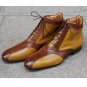 Men's Handmade Brown Tan Leather Boot, Ankle Boots Designer Casual Denim Boots