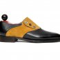 Handmade Tan Black Leather Shoes Button Top Dress Shoes Formal Shoes For Men