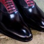 Handmade Two Tone Maroon Black Lace Up Shoes, Leather Shoes, Men luxury shoes