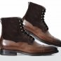 Handmade Ankle High Brown Boots. Fashion Style Designer Suede & Leather Men Boot