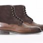 Handmade Ankle High Brown Boots. Fashion Style Designer Suede & Leather Men Boot