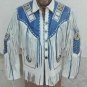 Men Western White Leather Jacket, Club Jacket, Fringe Suede Fashion Jacket New