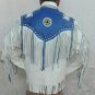 Men Western White Leather Jacket, Club Jacket, Fringe Suede Fashion Jacket New