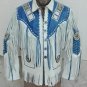 Men Western White Leather Jacket, Club Jacket, Fringe Suede Fashion Jacket New