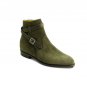 Men's Jodhpurs Ankle Boot, Handmade Green suede boots, Dress Formal Leather boot
