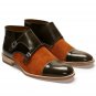 Men's Monk Shoes, Genuine Suede Leather Boot, Men Brown Ankle High Denim Boot