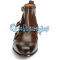 Men Handmade Triple Monk Leather Boots, Brown Ankle High formal Dress Boots