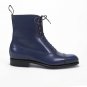 Hand Stitched Ankle Boots Navy Lace Up Cap Toe Leather Boots Party Boot Men's