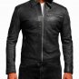 Men's Black Fashion Leather Jacket, Men Trendy Scooter Fashion Leather Jacket