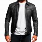 Men's Black Fashion Leather Jacket, Men Trendy Scooter Fashion Leather Jacket