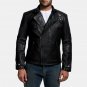 Men's Black Leather Jacket, Designer Trendy Scooter Fashion Leather Jacket