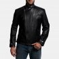 Men's Black Leather Jacket, Designer Trendy Scooter Fashion Leather Jacket