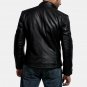 Men's Black Leather Jacket, Designer Trendy Scooter Fashion Leather Jacket