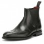 Handmade Black Chelsea Boots Wing Tip Formal Brogue Leather Casual Fashion Boot