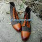 Handmade Tone Ankle High Boots Tweed & Leather Cap Toe Formal Casual Boots