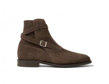 Brown Jodhpurs Boot, Handmade Ankle Boot, Men Dress Formal Boots, Buckle Boots