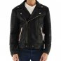 Black Biker Leather Jacket, Stripped Men Trendy Scooter Fashion Leather Jacket
