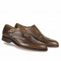 Men's Monk Genuine Leather Shoes, Designer wingtip Brogue Brown Fashion Shoes