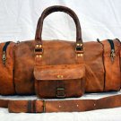 Men's leather messenger brown goat hide luggage travel bag genuine briefcase