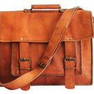 17"Real soft leather messenger genuine briefcase brown laptop bag satchel bag