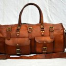 Real goat leather army look medium handamde medium bag gymbag duffle bag