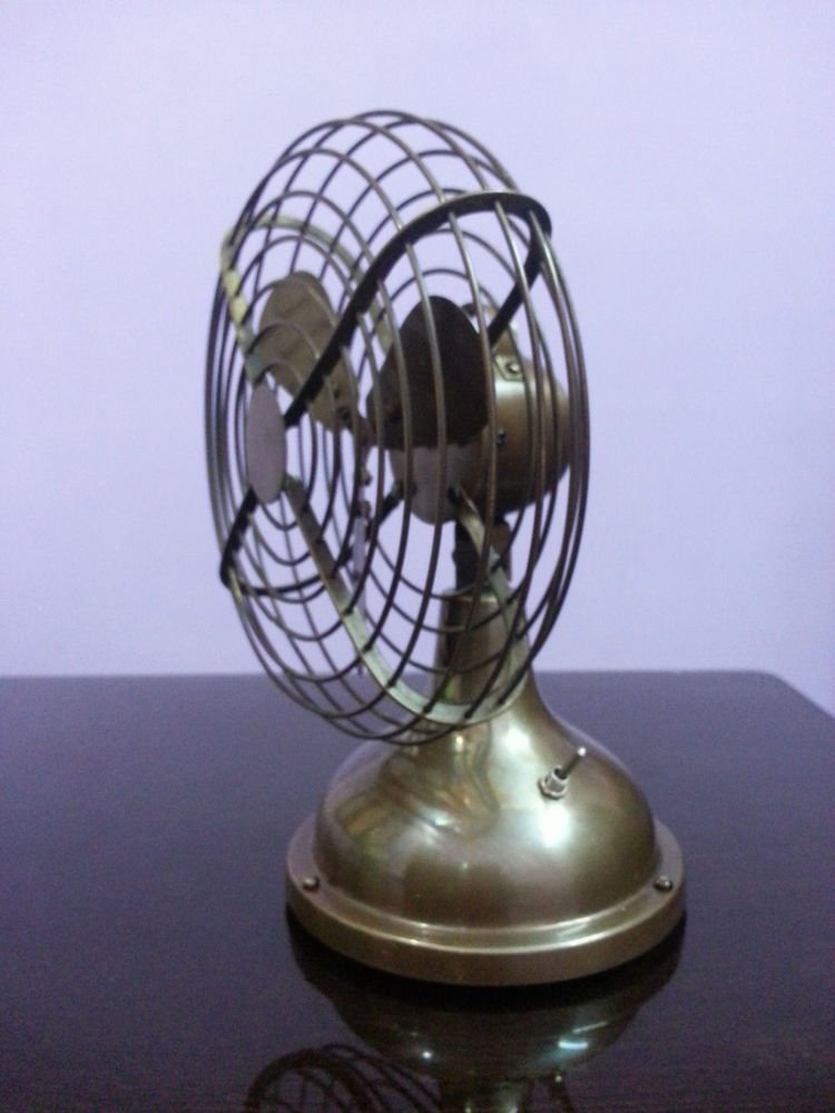 Vintage Nautical Oscillating Table Fan Collectible in Brass 6