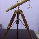 (23.02) Vintage Solid Brass  Marine Nautical Navy Telescope with Tripod Port
