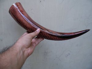 Amazing Viking Drinking Horn  Painted Snake Pattern  for beer,wine,mead,pagan an