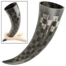 Chess Pattern Viking Drinking Horn with wooden holder for beer,wine,mead