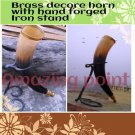Amazing  19 inch Viking Drinking Horn with Hand Forged Iron stand  rernactment