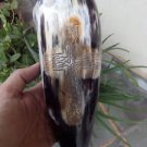 (13.01) Viking Drinking horn 3D Celtic Cross hand carved Beer Wine mead Pagan