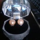 Pink freshwater pearl 925 silver stud earring (9-10mm)