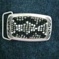 Mosaic beaded pewter black & white silver tone brass belt buckle NEW 3" x 1.75"
