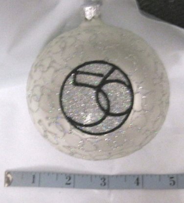 Dept 56 large silver logo glass ball ornament NWOB