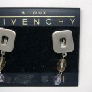 Givenchy pewter tone Swarovski crystal 1.5" drop clip earrings MINT signed!