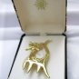 A J C Saucy Cat gold tone pin brooch 2.5" x 1.75" signed boxed