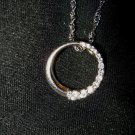 925 Sterling Silver 1/2" CZ round ring pendant & twist chain 20" necklace 3g