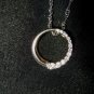 925 Sterling Silver 1/2" CZ round ring pendant & twist chain 20" necklace 3g