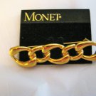 Monet link chain bar gold tone brooch pin 2.5" x 1/2" signed NOS