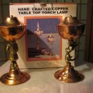 Irvine Charm & Design Copper Santa & Angel table torch lamp set NIB