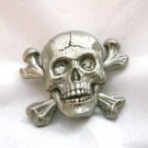 CJ Cracked skull figural pewter pendant charm concho 1.25" x 1.5" set of 2