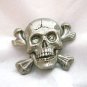CJ Cracked skull figural pewter pendant charm concho 1.25" x 1.5" set of 2