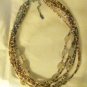 Vtg Peyote Bird Designs rutilated quartz bead multi strand choker necklace 925