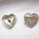 Heart silver metal stamped rivet concho  1"  NOS  No Back caps set of 2